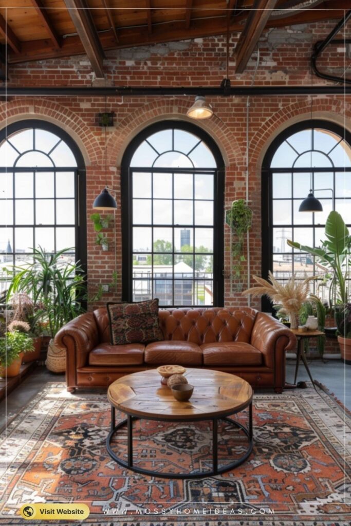 Cognac Leather Sofa French Industrial Loft Living Room Ideas