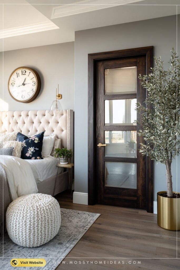 Contemporary Frosted Glass Door Stylish Modern Bedroom Idea