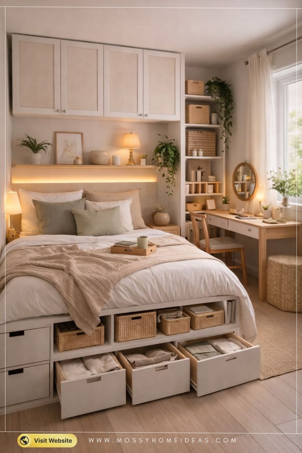 Cozy Small Bedroom Smart Storage Ideas Neutral Scandinavian