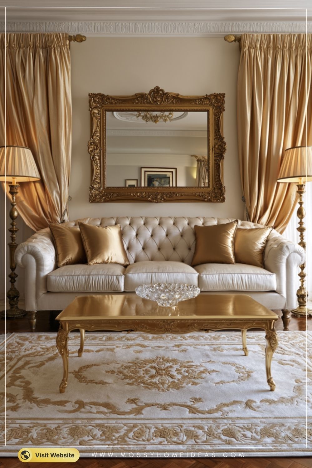 Cream and Gold Living Room Ideas for Timeless French Elegance