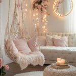 Dreamy Blush-Pink Bedroom with a Cozy Hanging Chair