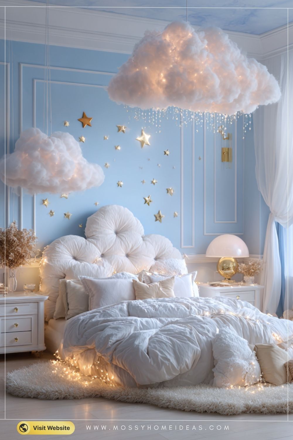 Dreamy Cloud Themed Bedroom with Sky Blue Walls