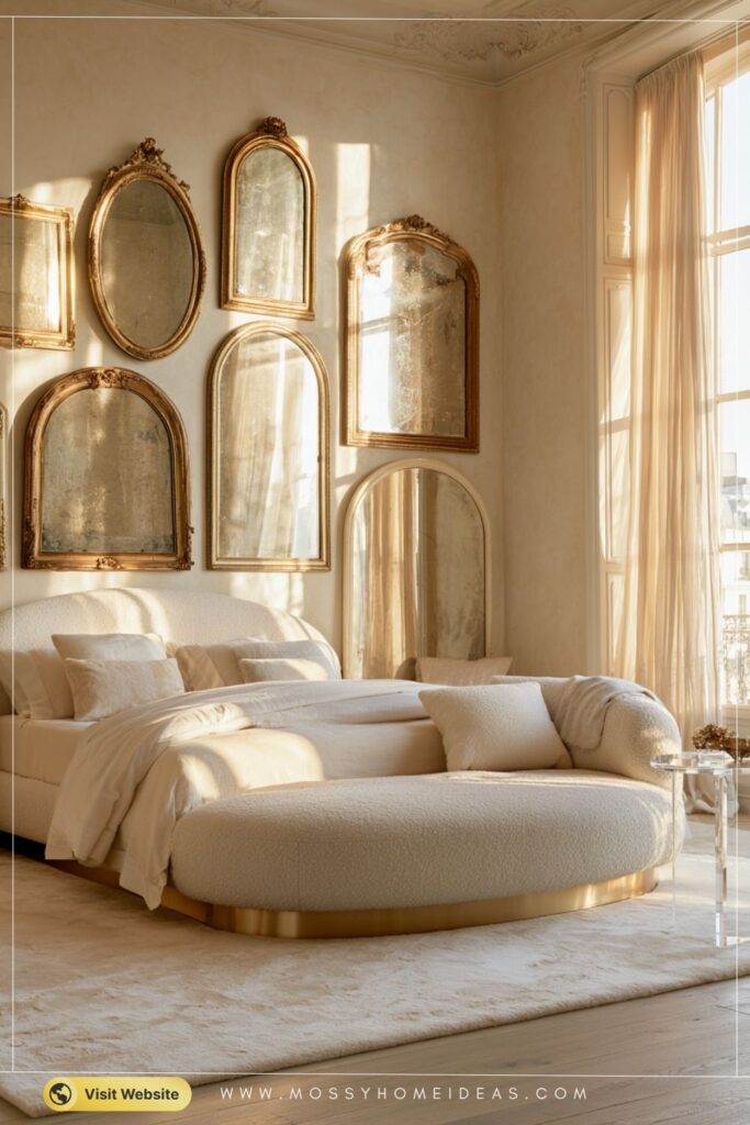 Dreamy French Retreat With Curated Vintage Mirror Wall