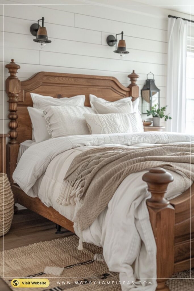 Farmhouse Taupe and White Bedroom Ideas for a Warm Country Retreat