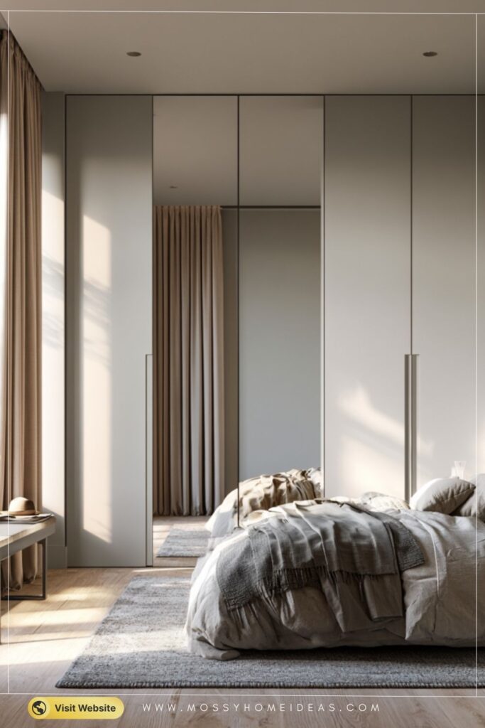 Floor-to-Ceiling Wardrobe in Soft Greige for Maximum Storage