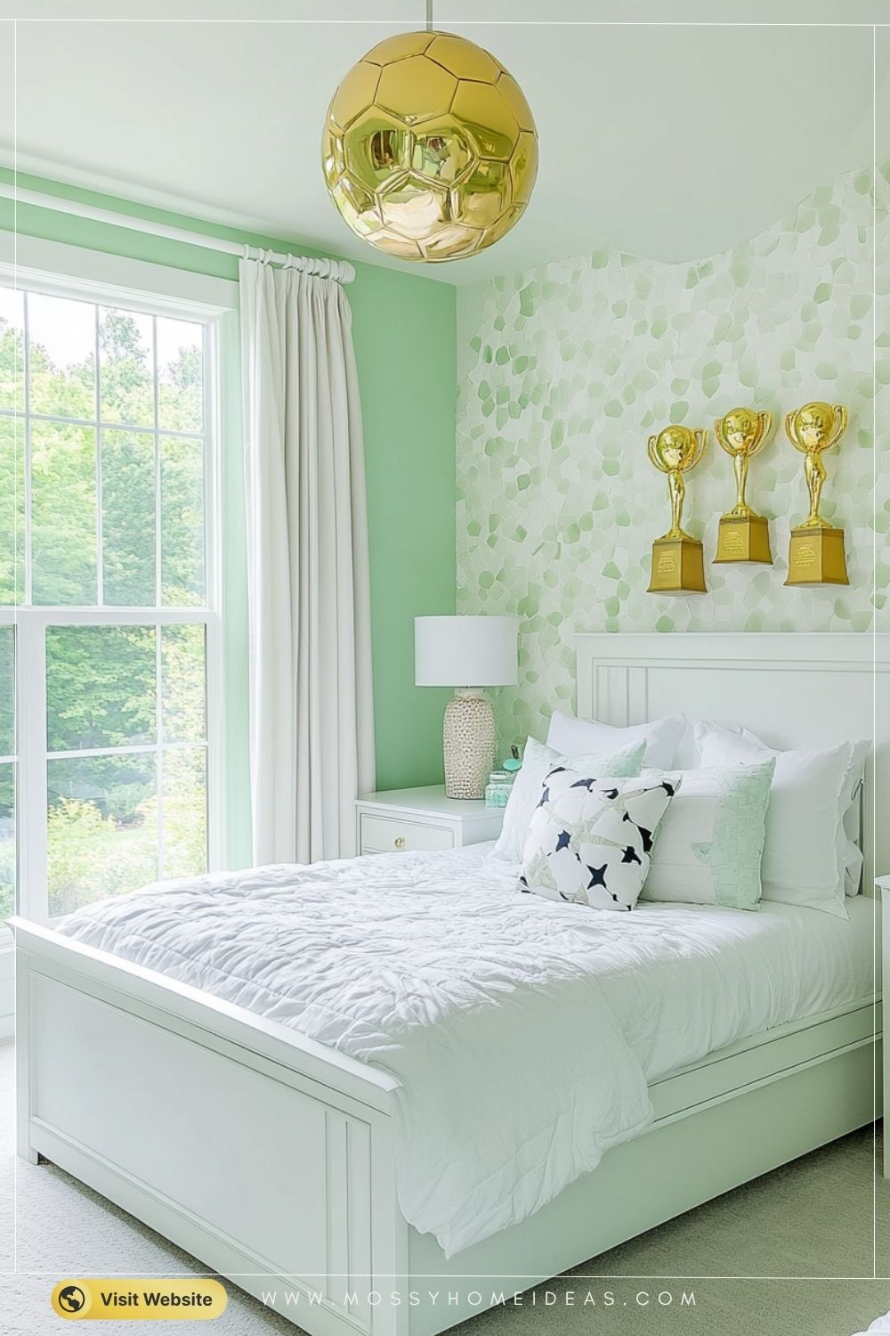 Fresh Mint Green Soccer Bedroom Décor Idea
