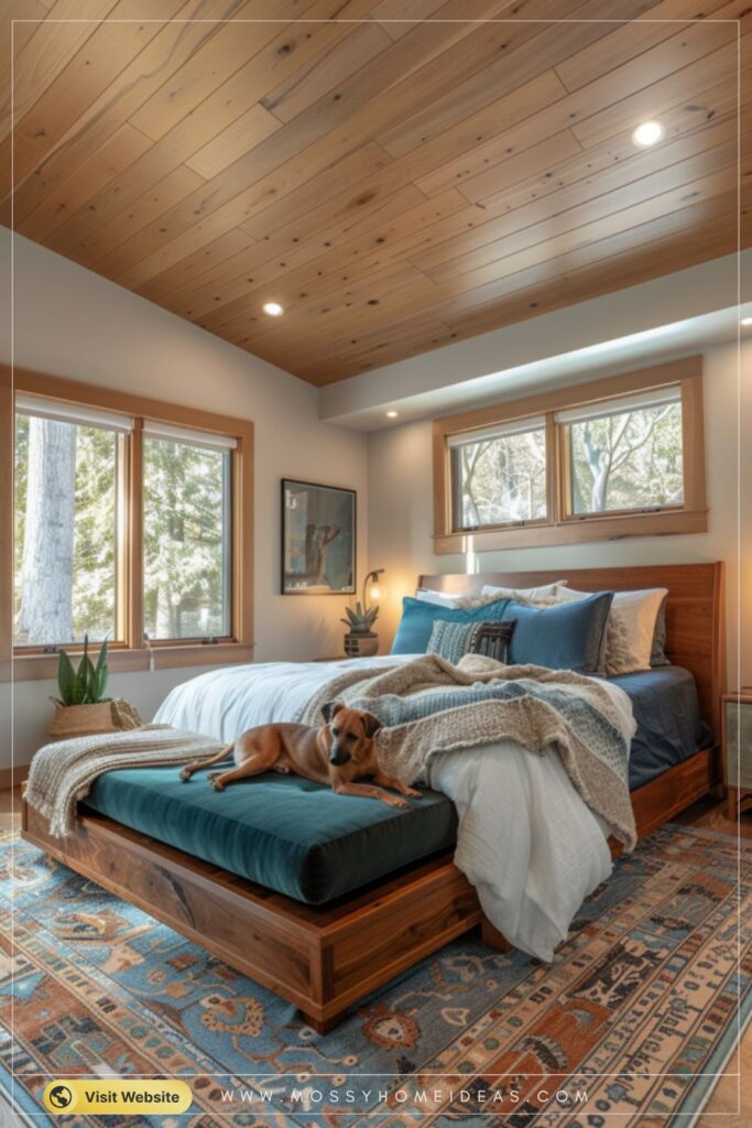 Golden Hickory Deep Teal Under Bed Dog Sleeping Area Decor Ideas