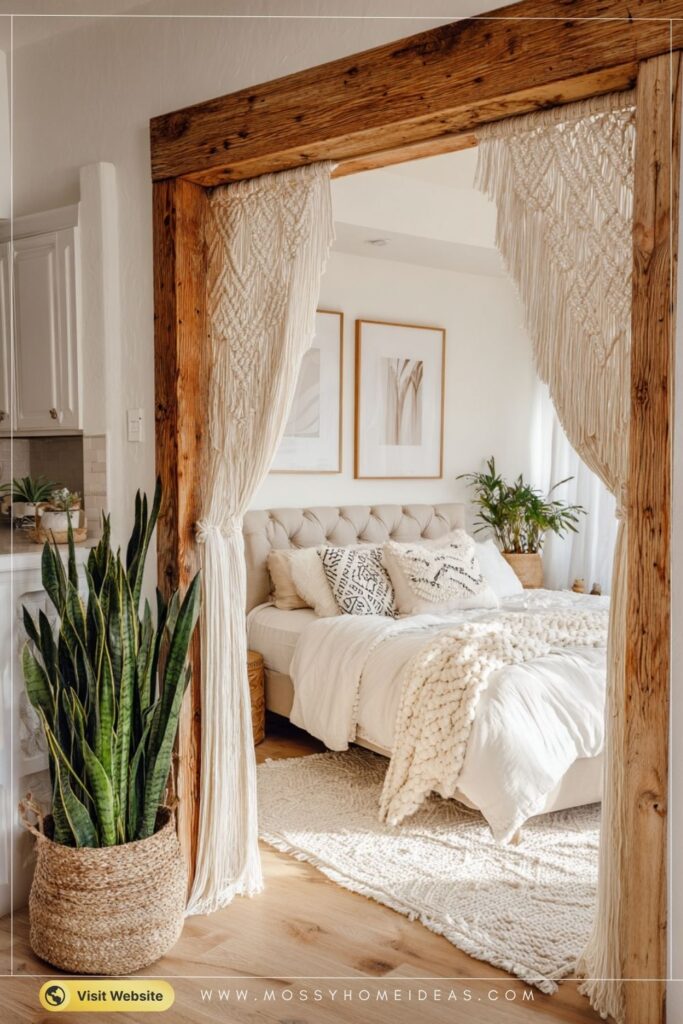 Handmade Macrame Doorway Bedroom Boho Natural Decor Inspo