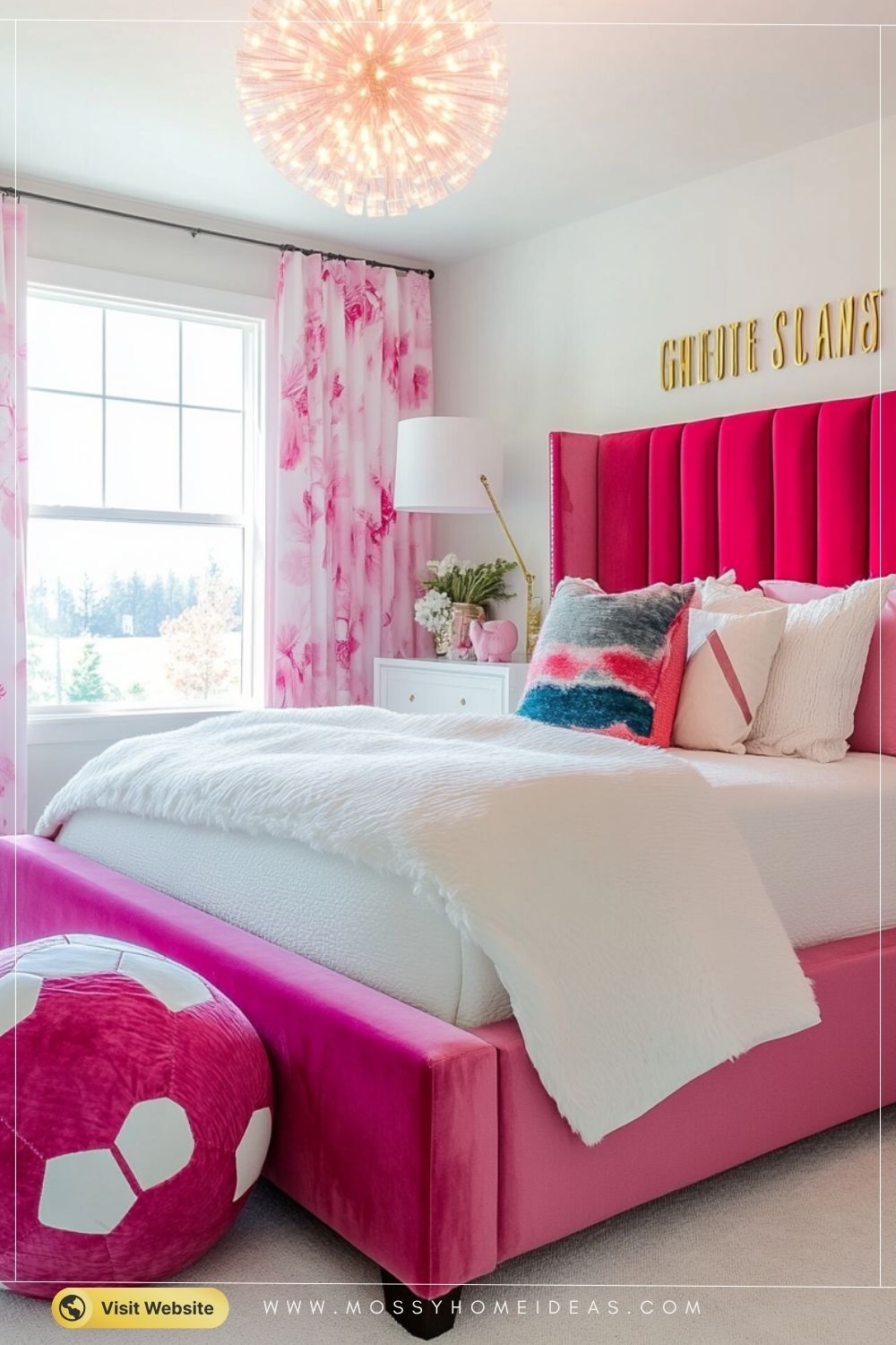 Hot Pink Glam Soccer Bedroom Idea for Girls