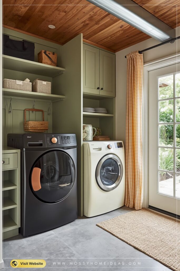 Industrial Mudroom Laundry Space Black Metal Accents