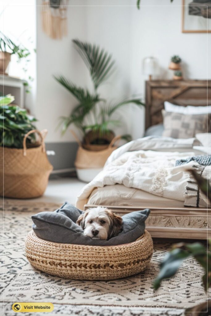 Light Rattan Charcoal Grey Dog Basket Bedroom Decor Ideas