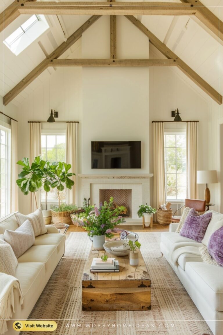 Lilac Pillows Fresh Spring Farmhouse Living Room Look