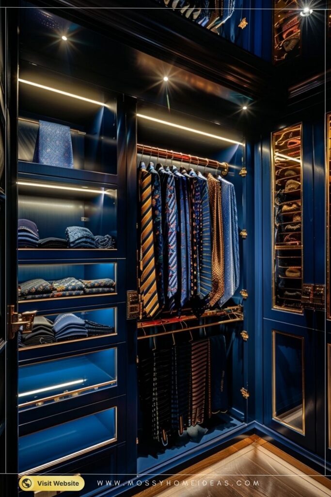 Luxe Motorized Tie Rack with Golden LED Glow