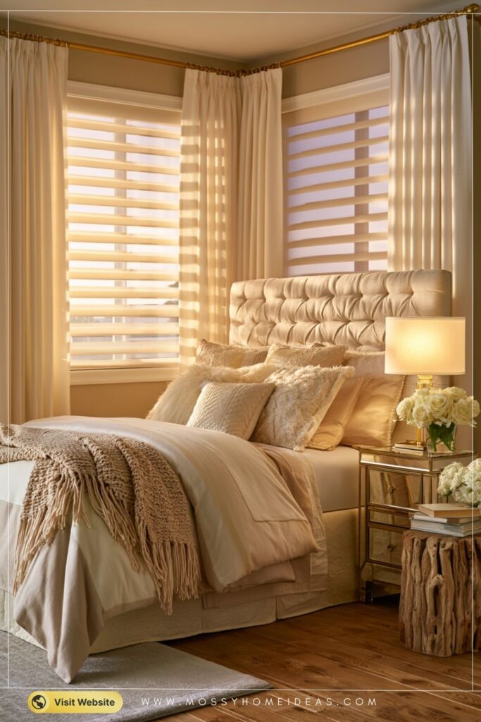 Luxurious Neutral Retreat With Dreamy Zebra Shade Windows