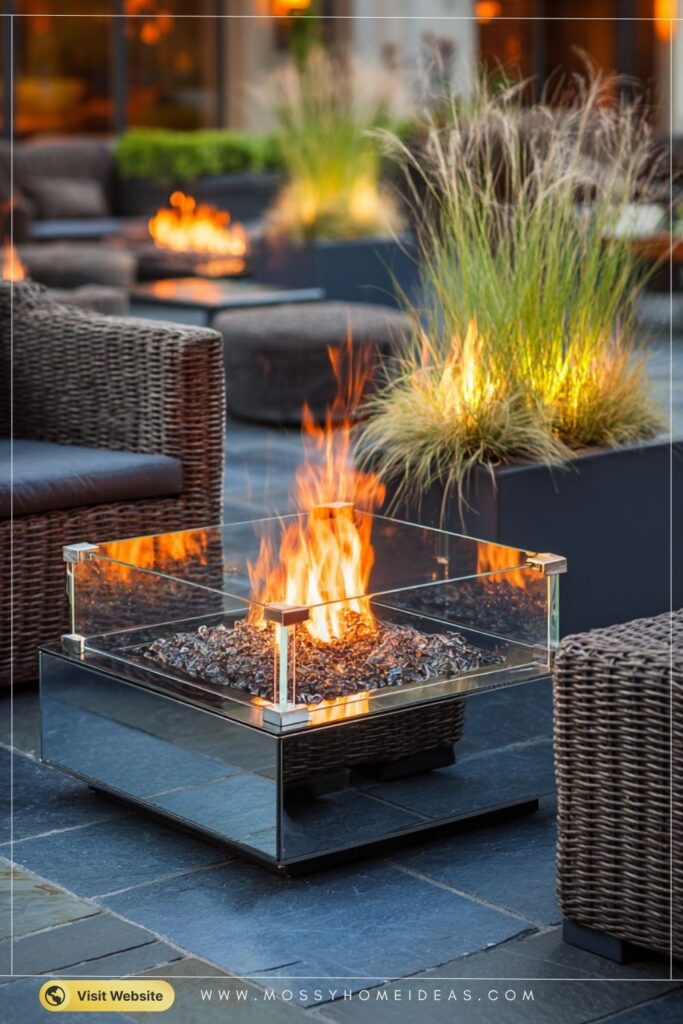 Mesmerizing Glass Surround Square Fire Pit for Elegant Gatherings