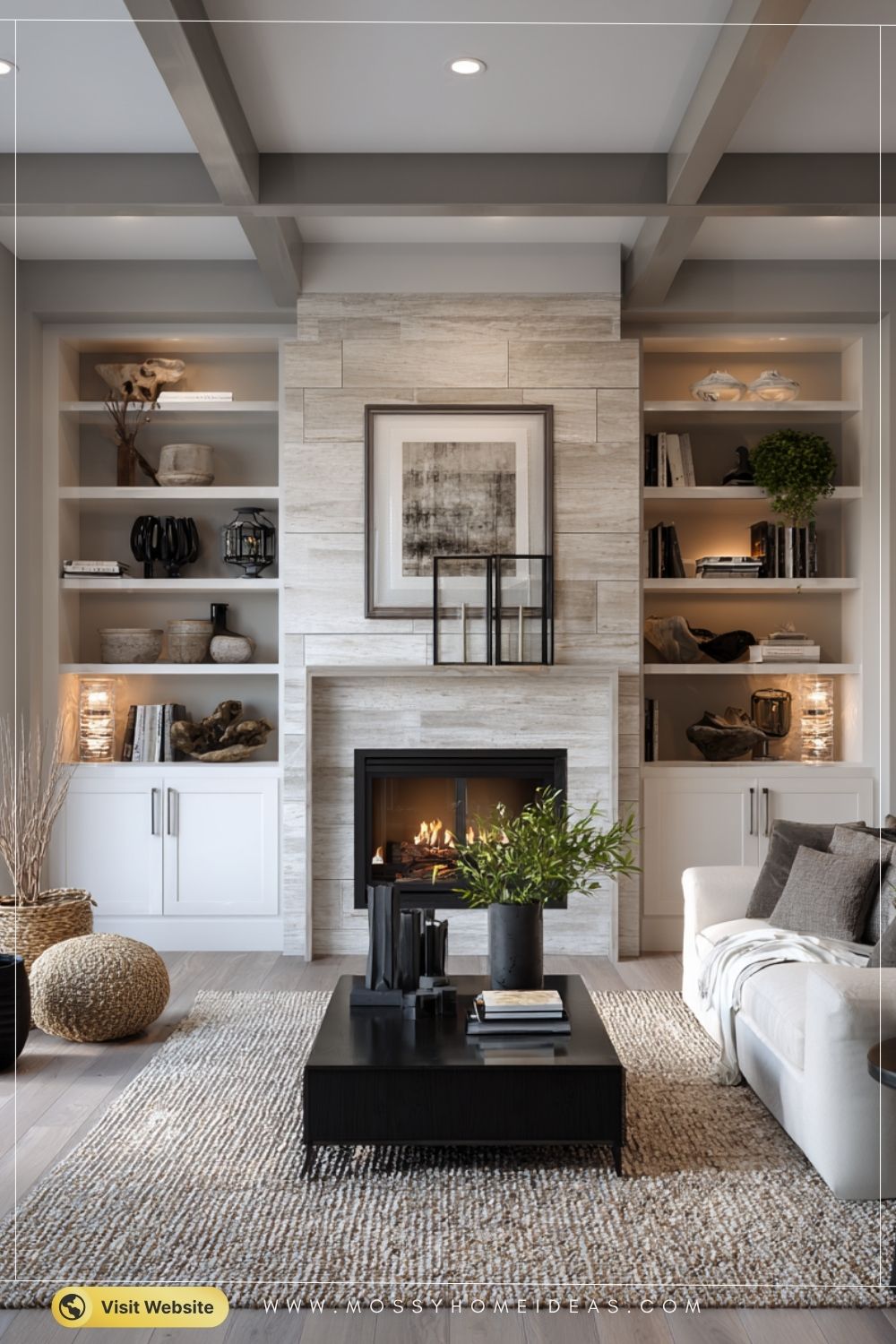 Modern Greige Luxury Balanced Fireplace Wall