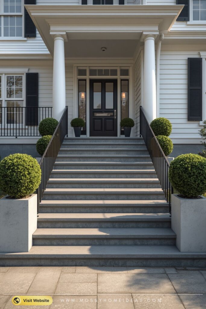 Modern Grey Stone Steps Elevate Entryway Style