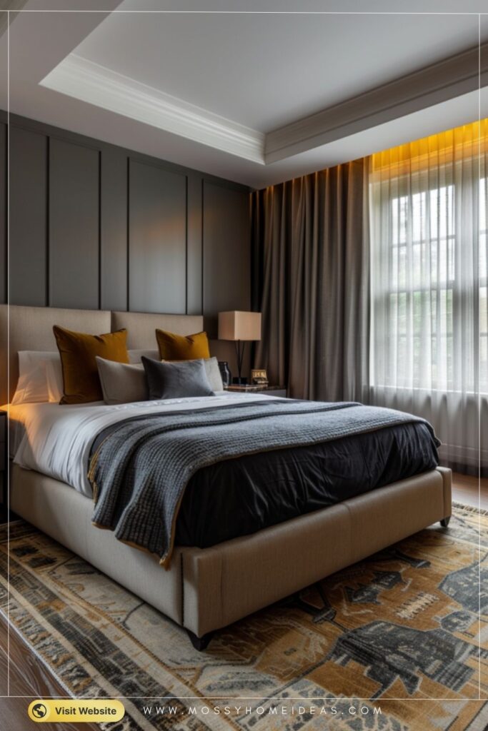 Mustard Yellow and Charcoal Bedroom Ideas for a Bold Full Room