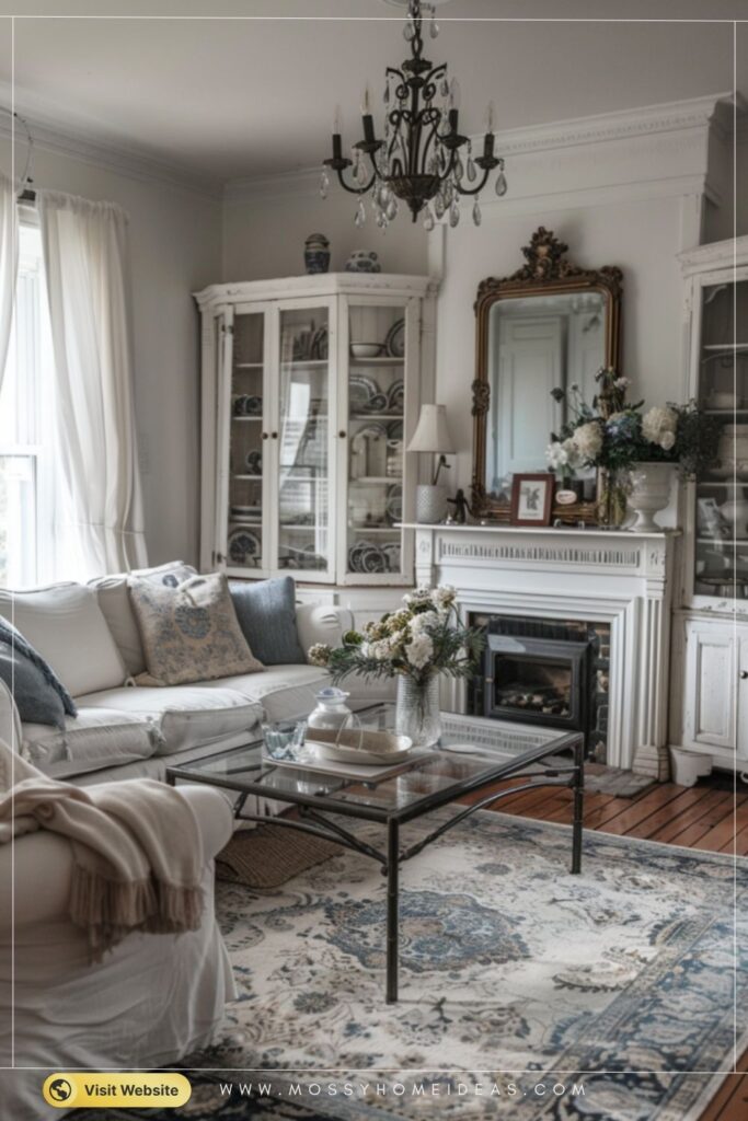 Muted Blue Pillows Rainy Day French Provincial Living Room