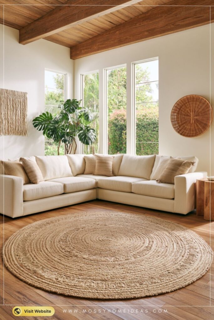 Natural Jute Warmth in a Boho Sunlit Corner