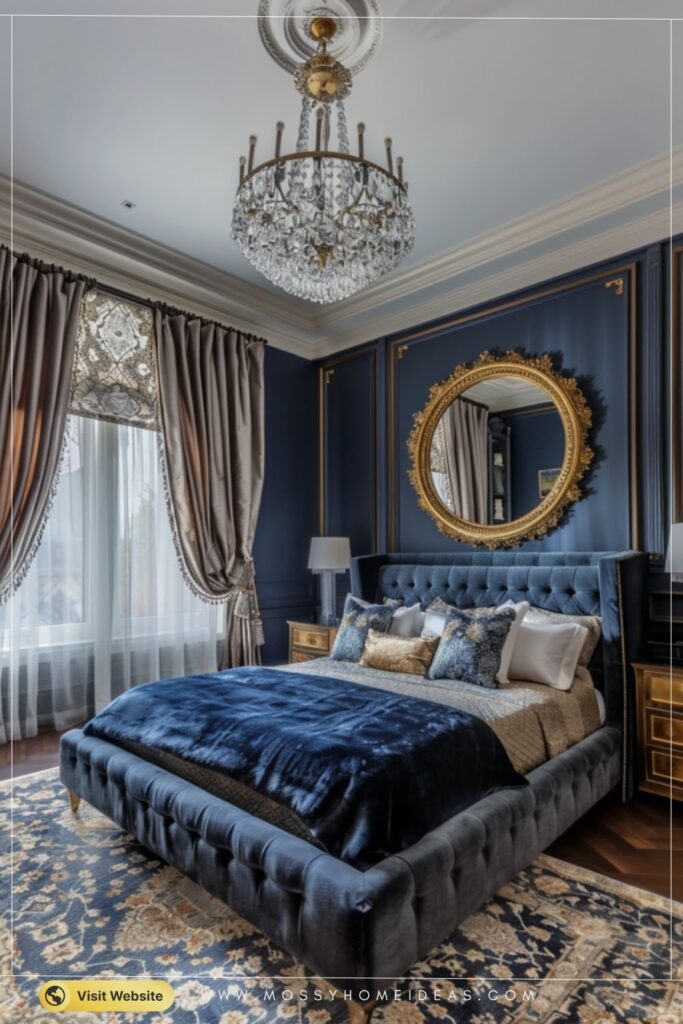 Navy Blue Gold Luxury Master Bedroom Decor Full Room Ideas