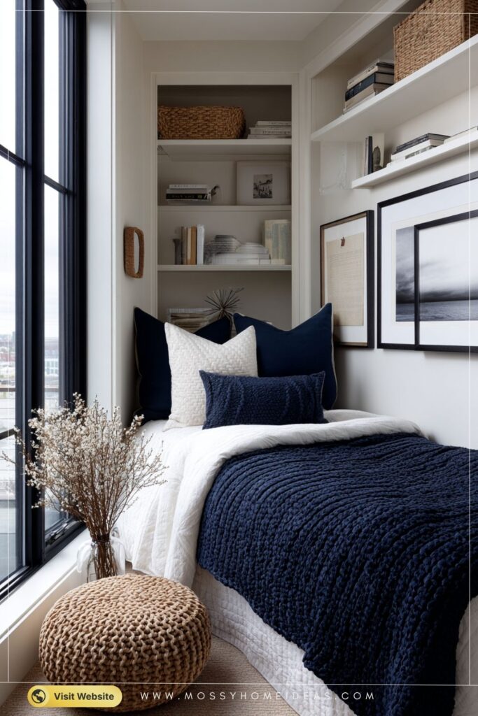 Navy Blue Nook Bedroom Moody Aesthetic Dreamy Calm Retreat