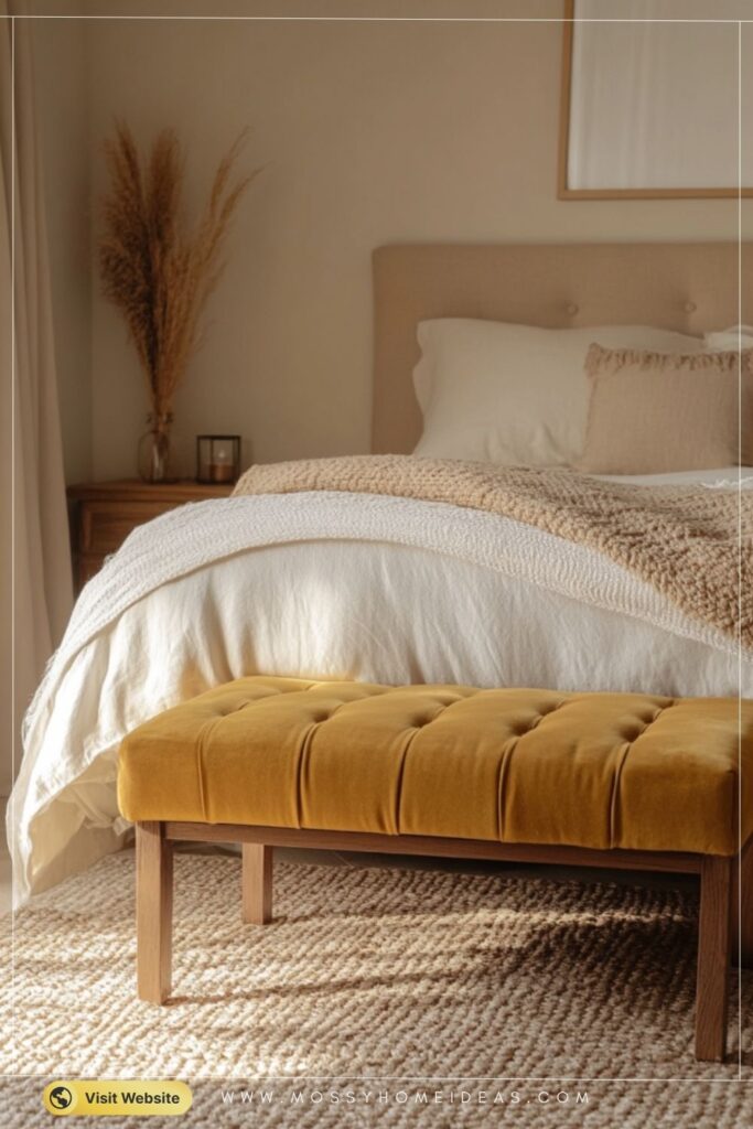 Ottoman With Storage in Warm Mustard for a Stylish Bedroom End