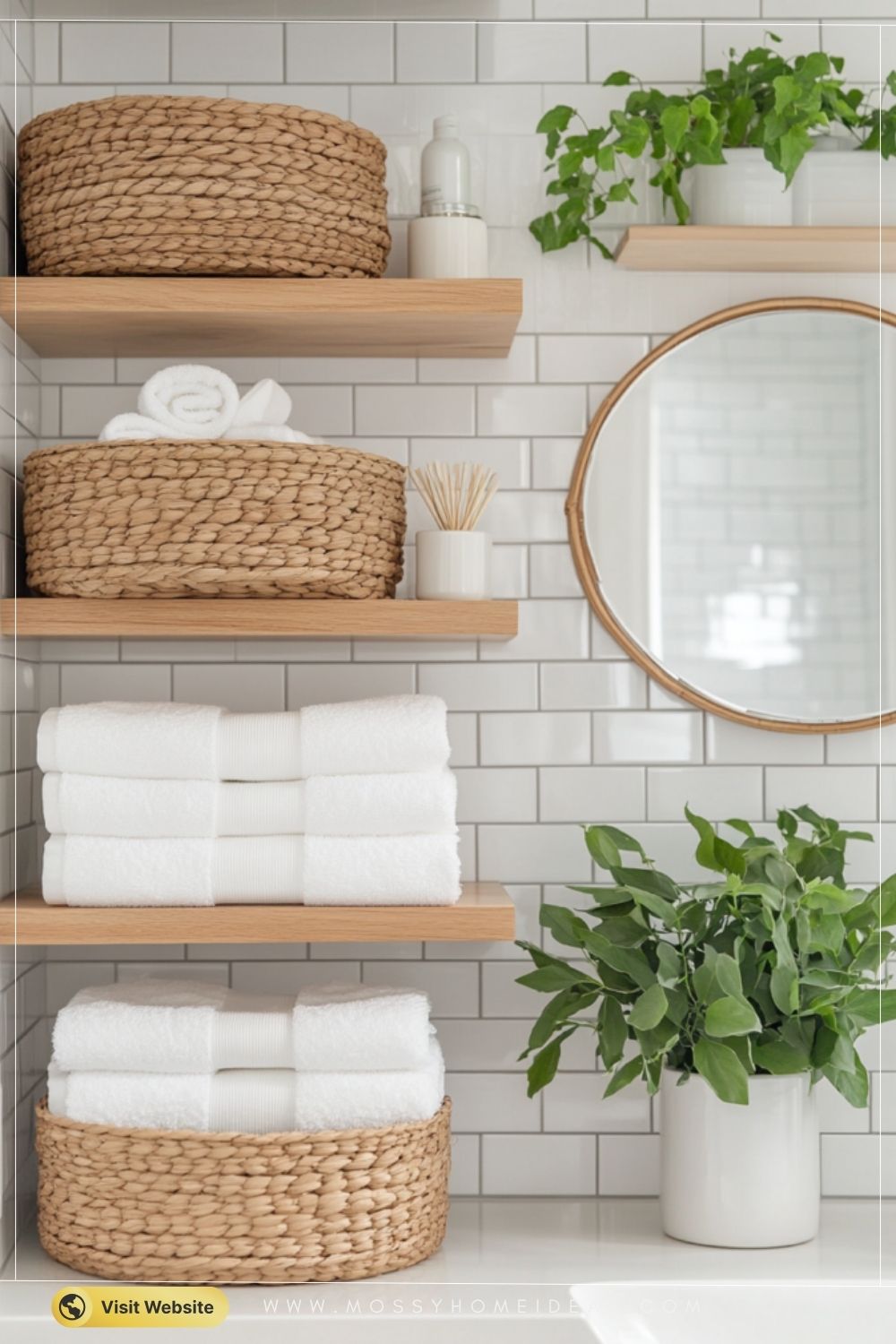 Pure White Scandinavian Bathroom Shelves with Airy Storage