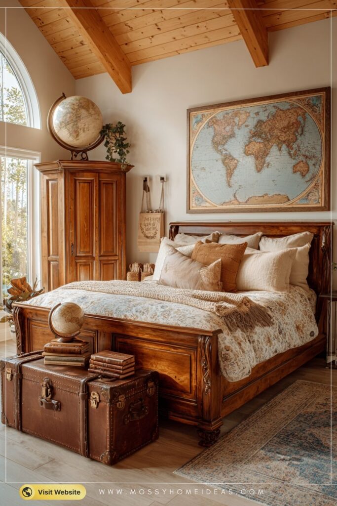 Rustic Adventurer Bedroom Vintage Maps Globes Antique Decor