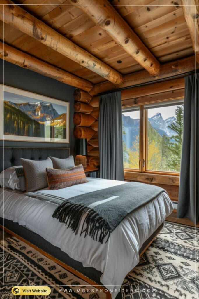 Rustic Charcoal Cabin Bedroom Ideas for a Bold Mountain Retreat