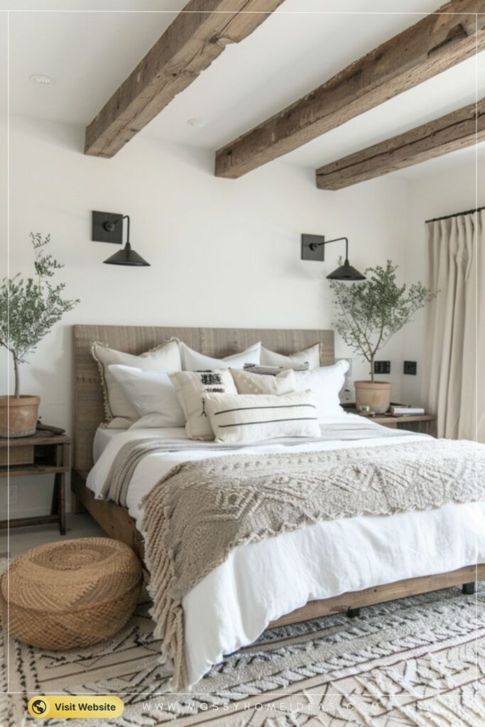 Rustic Taupe and White Bedroom Decor for a Cozy Farmhouse Feel