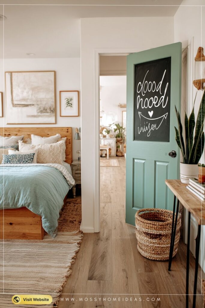 Sage Green Chalkboard Bedroom Door Inspirational Quote Decor