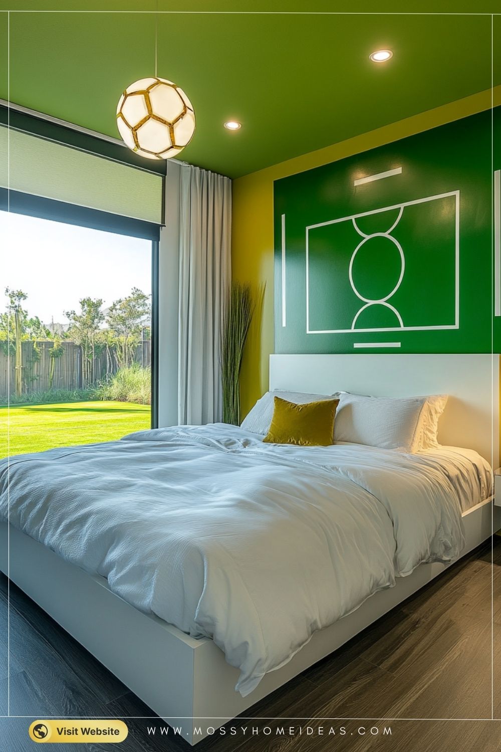 Sage Green & Gold Soccer Bedroom Idea for Kids