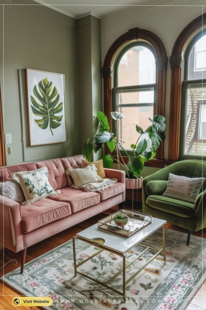Sage Green Living Room Ideas with Warm Wood Accents