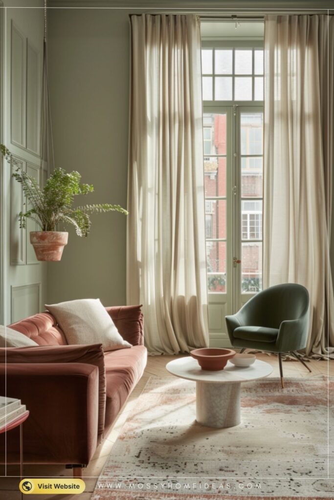 Sage Green and Caramel Living Room Color Palette Inspiration