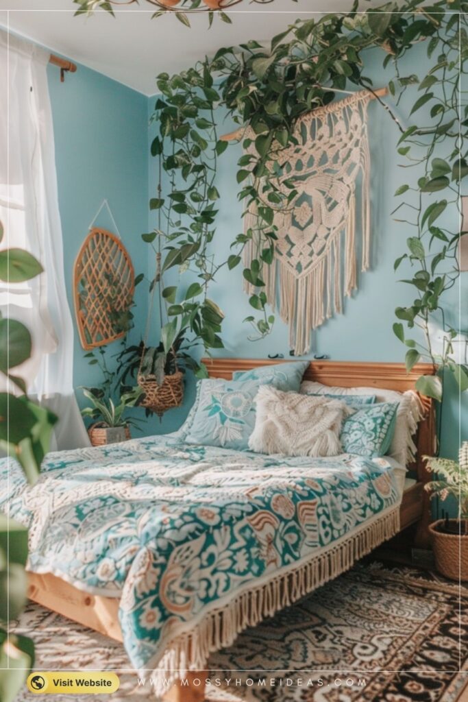 Sky Blue Boho Bedroom Ideas for a Breezy Eclectic Home