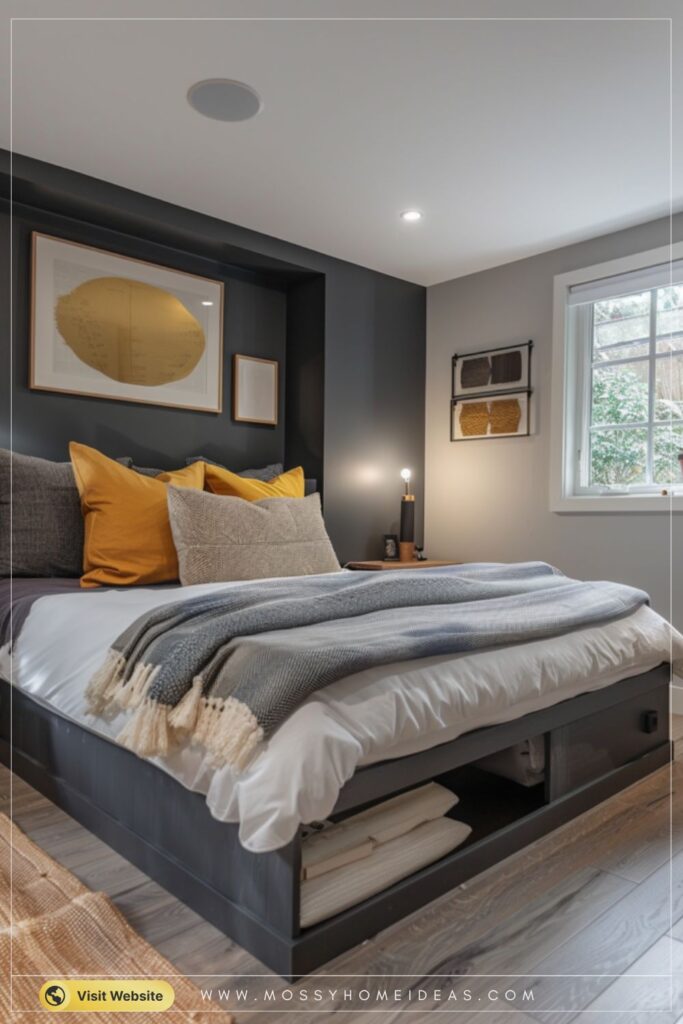 Slate Grey Gold Bonus Room Bedroom Small Space Ideas