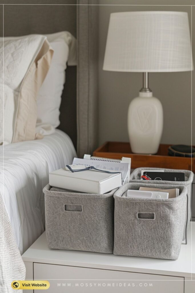 Soft Felt Storage Bins for a Modern Minimalist Nightstand