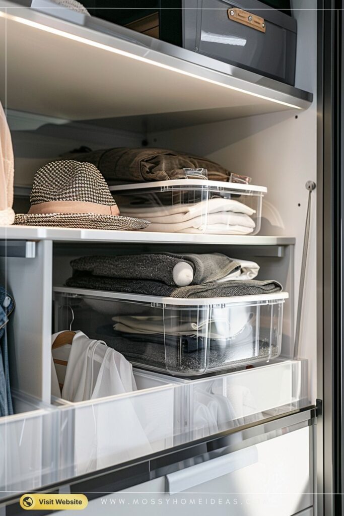 Stackable Plastic Bins for a Neat Closet Tower