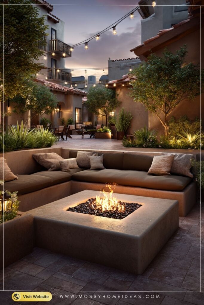 Sunken Recessed Square Fire Pit for an Intimate Courtyard Hangout