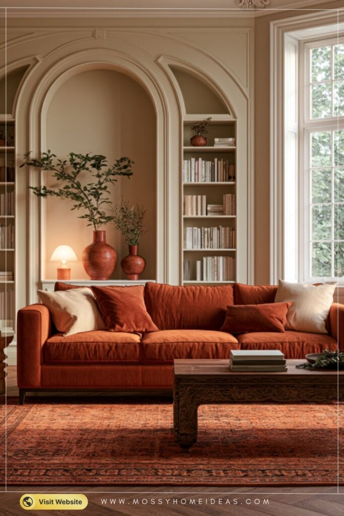 Terracotta and Cream Living Room Ideas for Warm Traditional Style
