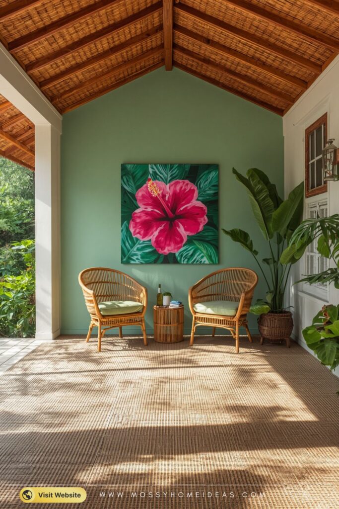 Tropical Botanical Canvas Gallery Porch Wall Art