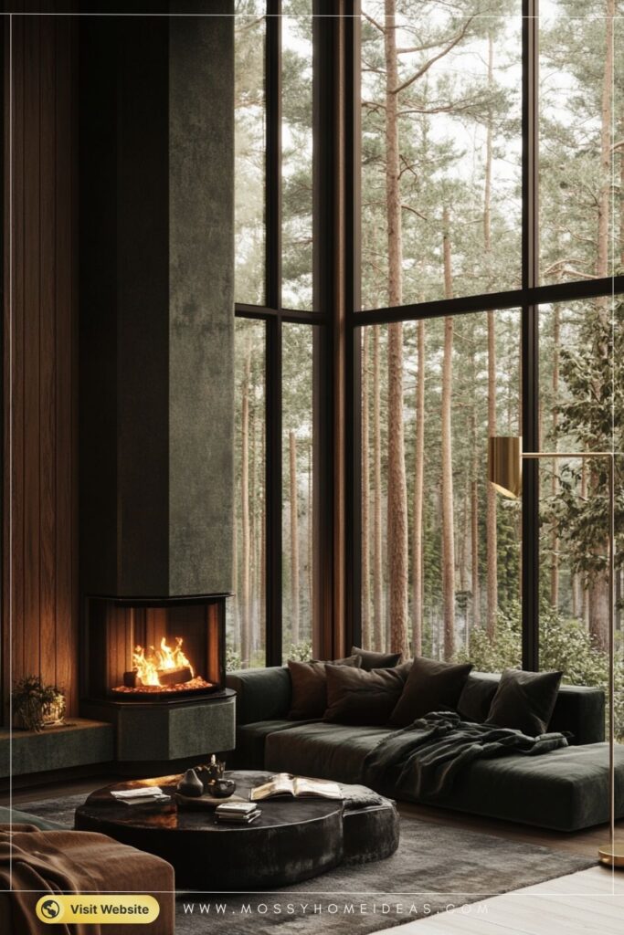 Vertical Drama Floor-to-Ceiling Corner Fireplace Modern Room