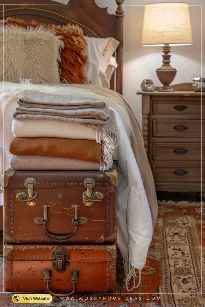 Vintage Nesting Trunks for Charming Bedroom Storage