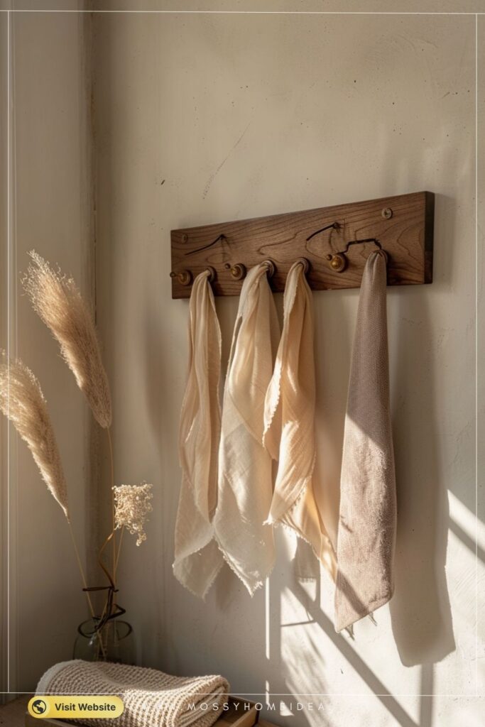 Warm Walnut Wall-Mounted Tie Rack for a Cozy Closet