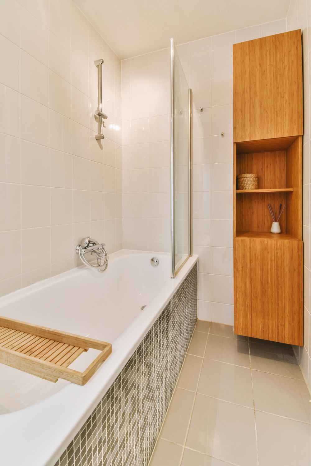 Bathtub Ideas with Wooden Storage Cabinet