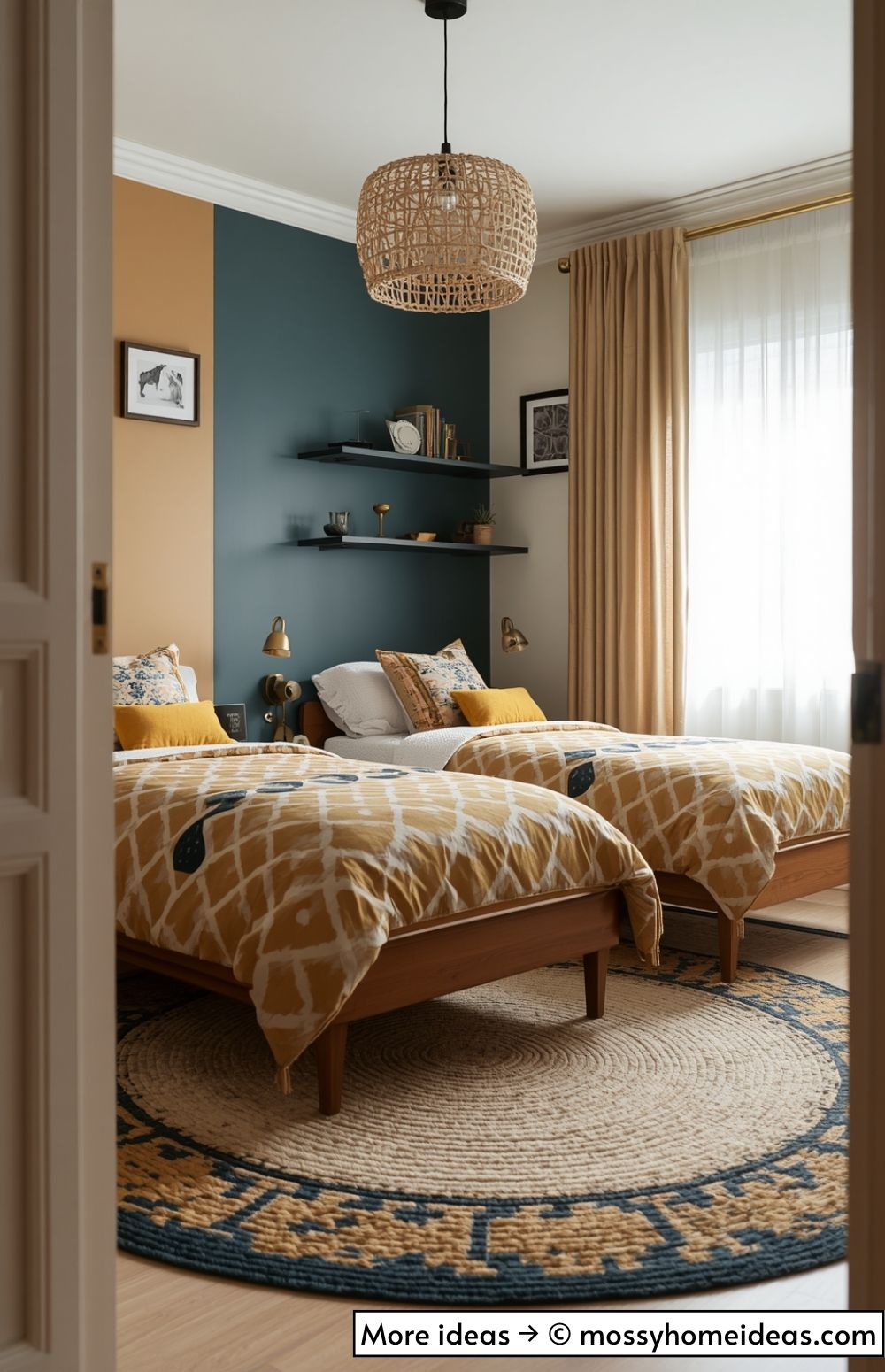 Bold Geometric Shared Bedroom for Kids