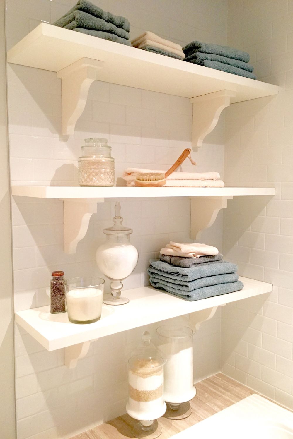 Floating Bathroom Shelves with Corbels