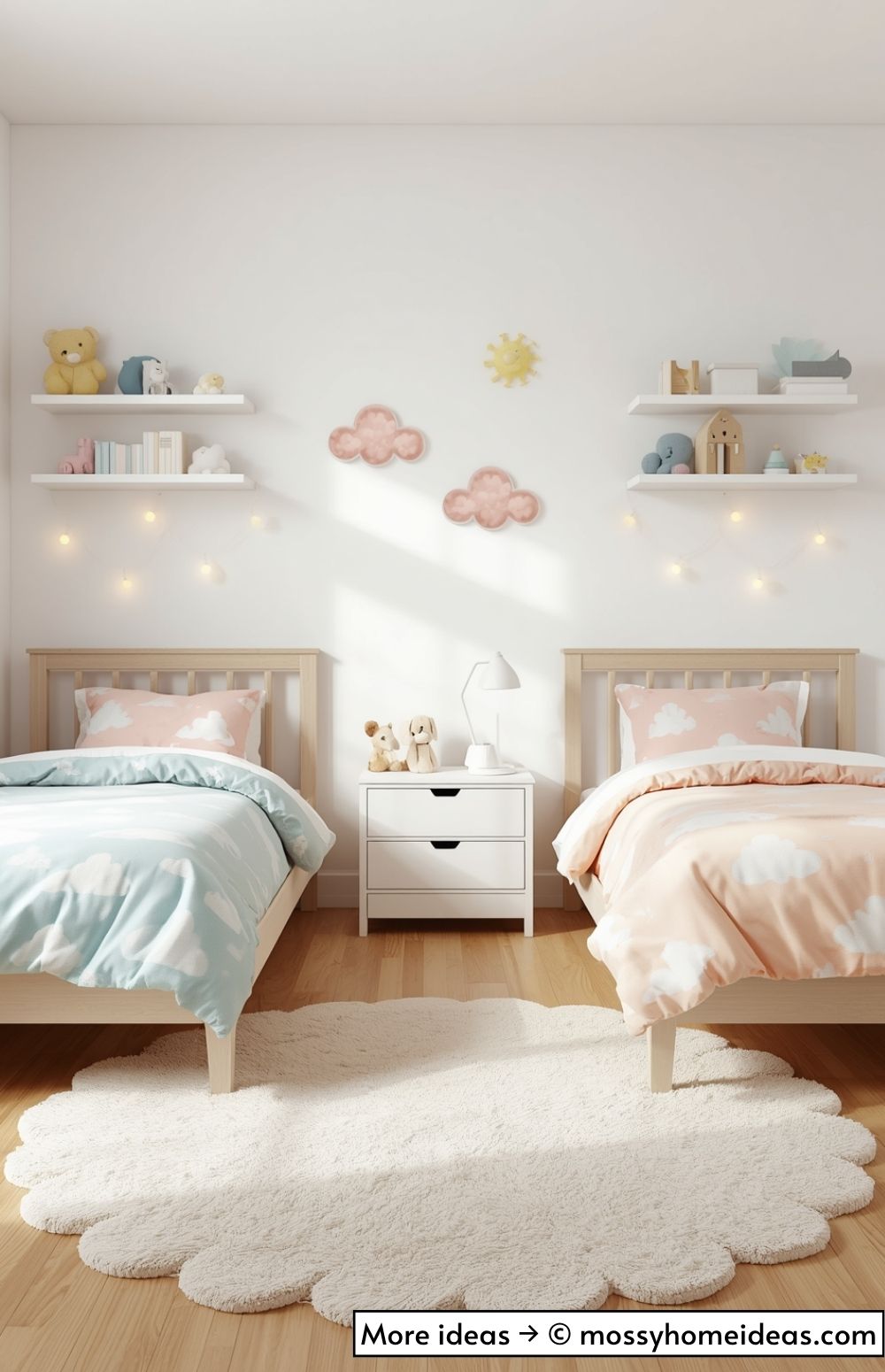 Sweet Cloud Themed Boy and Girl Bedroom